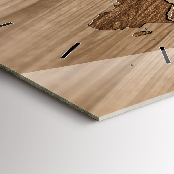 Štvorcové hodiny Mapa sveta na dreve