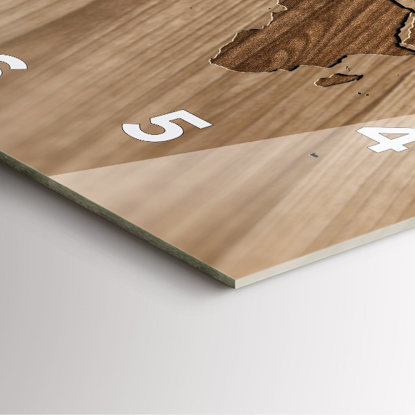 Štvorcové hodiny Mapa sveta na dreve