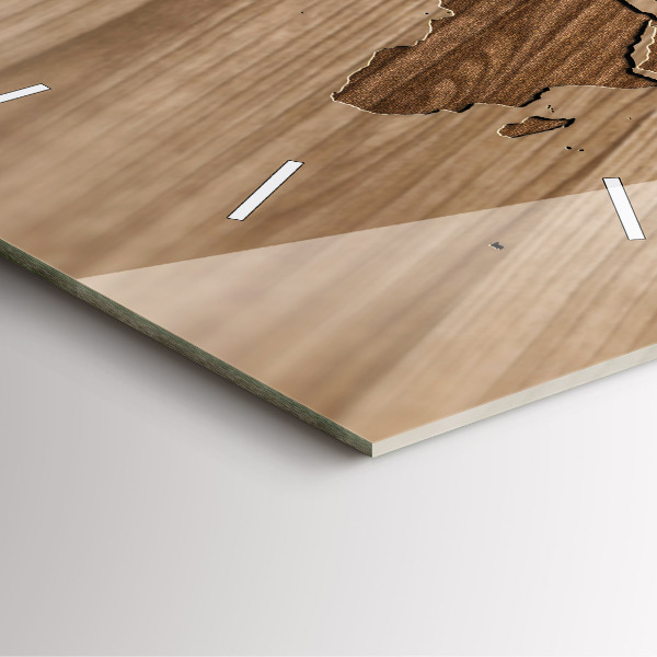 Štvorcové hodiny Mapa sveta na dreve