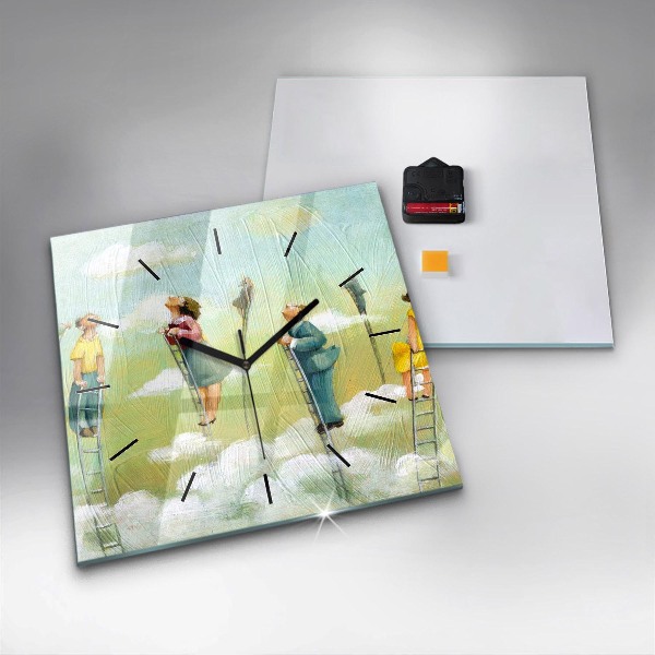 Štvorcové hodiny Ľudia na rebríku