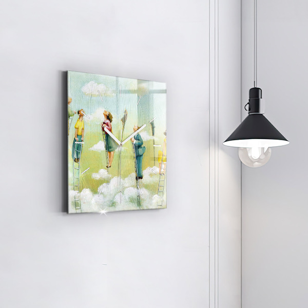 Štvorcové hodiny Ľudia na rebríku