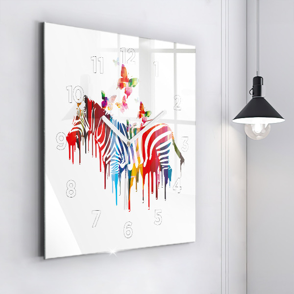 Štvorcové hodiny Farebná zebra