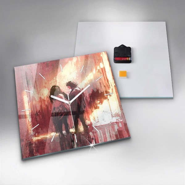 Štvorcové hodiny Mladý pár v láske