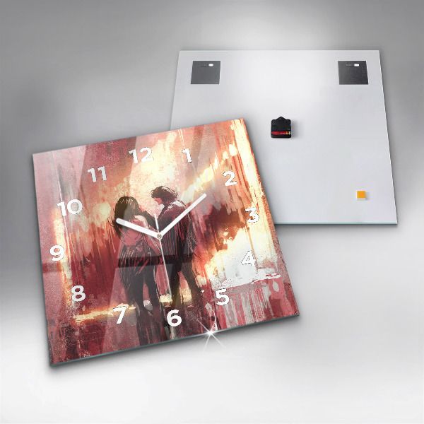 Štvorcové hodiny Mladý pár v láske