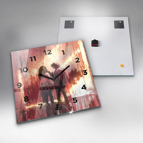 Štvorcové hodiny Mladý pár v láske