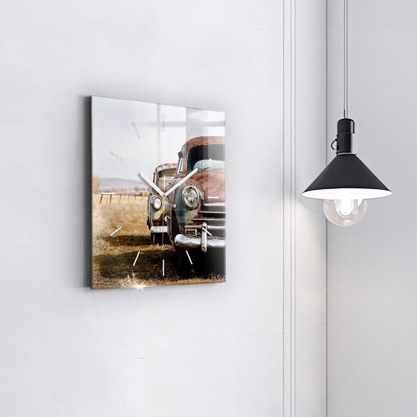 Štvorcové hodiny Staré autá