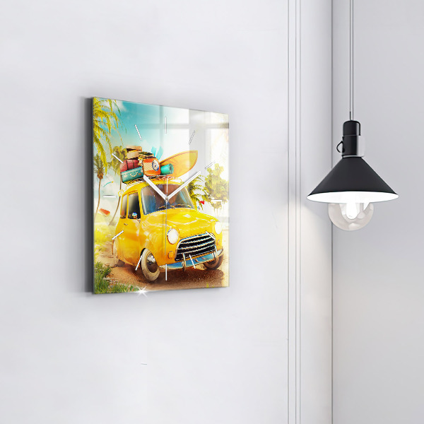 Štvorcové hodiny Auto so surfom