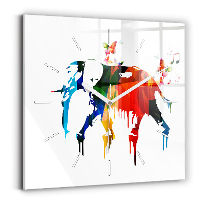 Štvorcové hodiny Farebne maľovaný slon