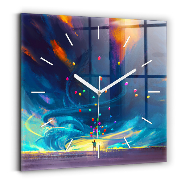 Štvorcové hodiny Dieťa a balóny