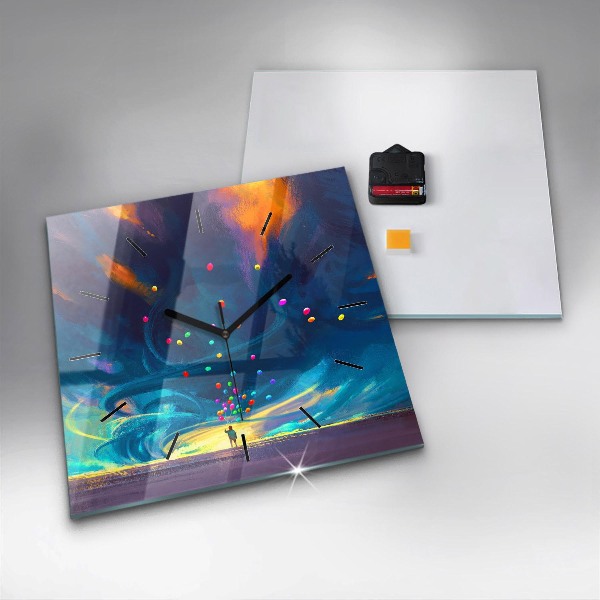 Štvorcové hodiny Dieťa a balóny