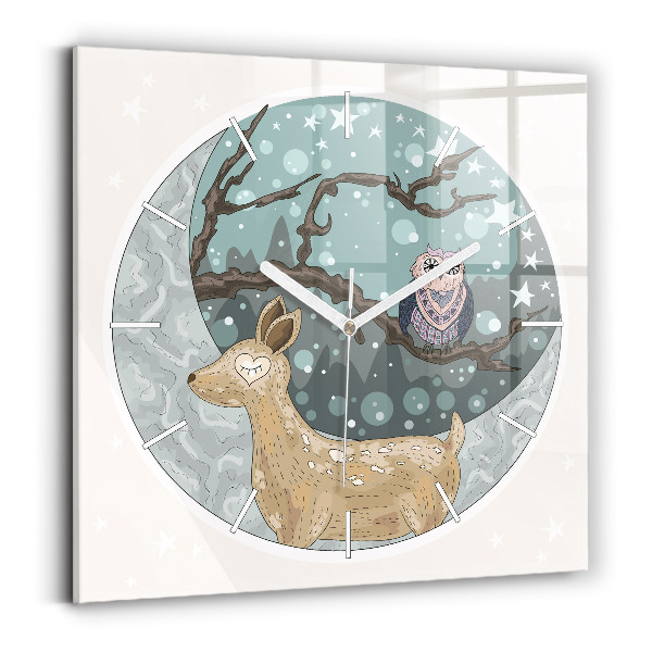 Štvorcové hodiny Nočné zvieratá a mesiac