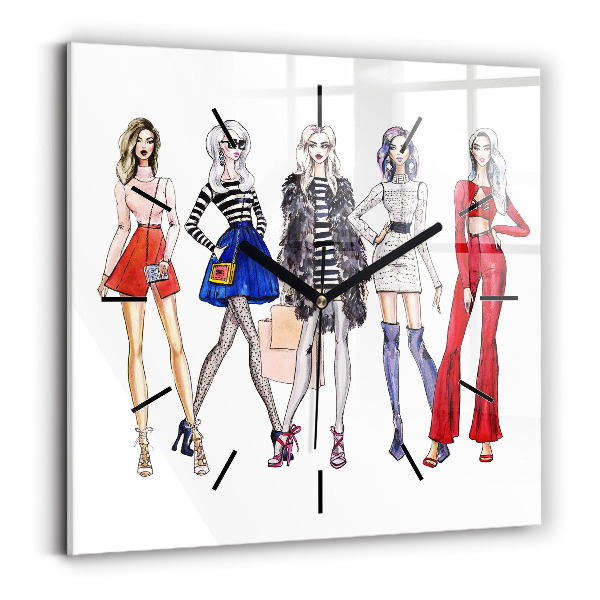 Štvorcové hodiny Módne dievčatá