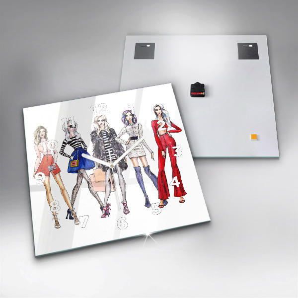 Štvorcové hodiny Módne dievčatá