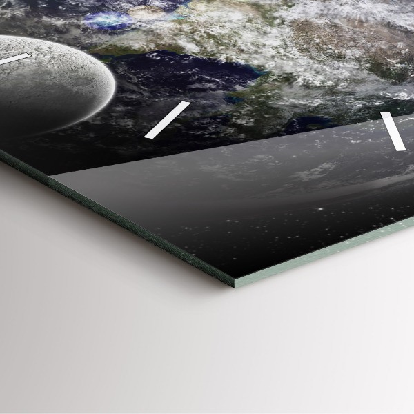 Štvorcové hodiny Zem Mesiac Slnko