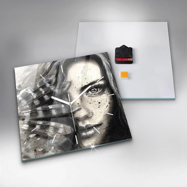 Štvorcové hodiny Maľovaný portrét