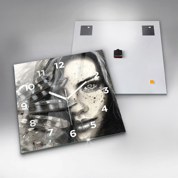 Štvorcové hodiny Maľovaný portrét