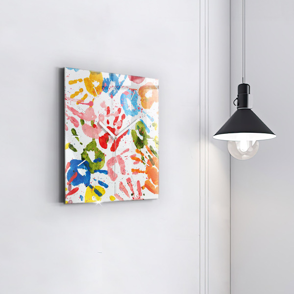 Štvorcové hodiny Odtlačky detských rúk