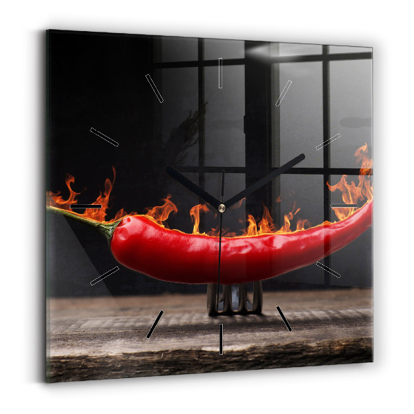 Štvorcové hodiny Pepperoni paprička