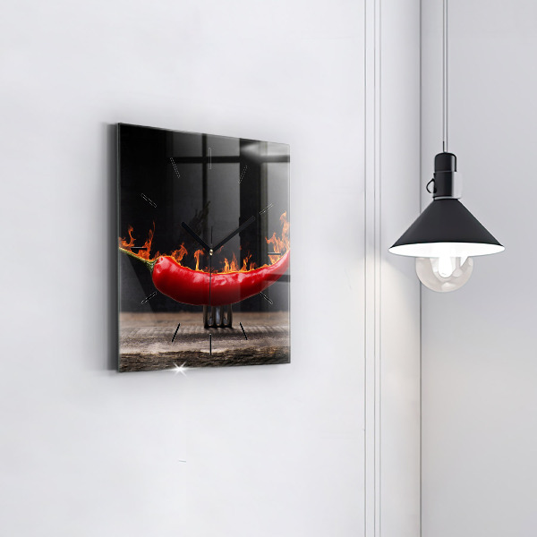 Štvorcové hodiny Pepperoni paprička