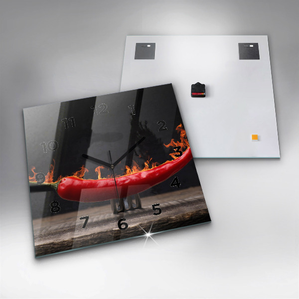 Štvorcové hodiny Pepperoni paprička