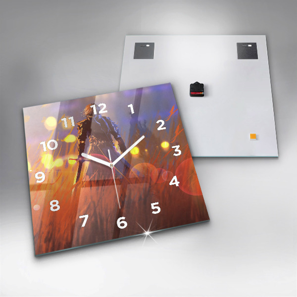 Štvorcové hodiny Rytier s mečom