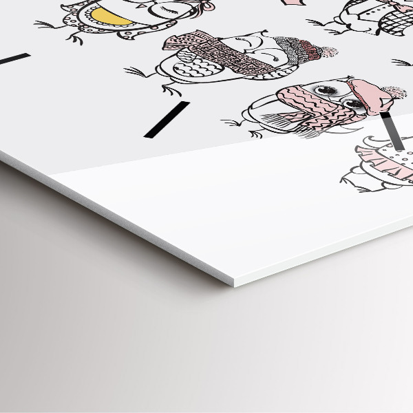 Štvorcové hodiny Vintage plagát so sovami