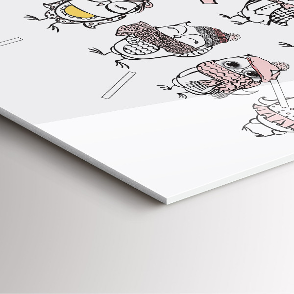 Štvorcové hodiny Vintage plagát so sovami