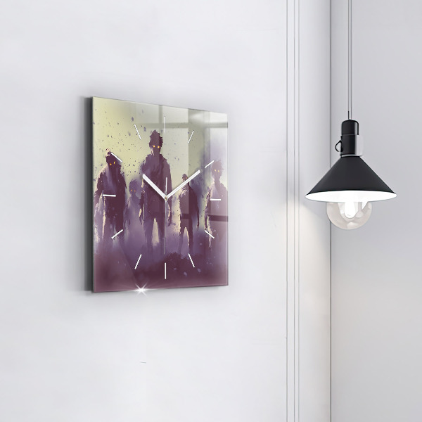 Štvorcové hodiny Zombie v noci - halloween