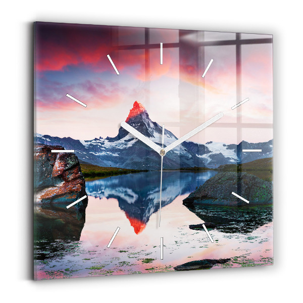 Štvorcové hodiny Jazero Stellisee Matterhorn