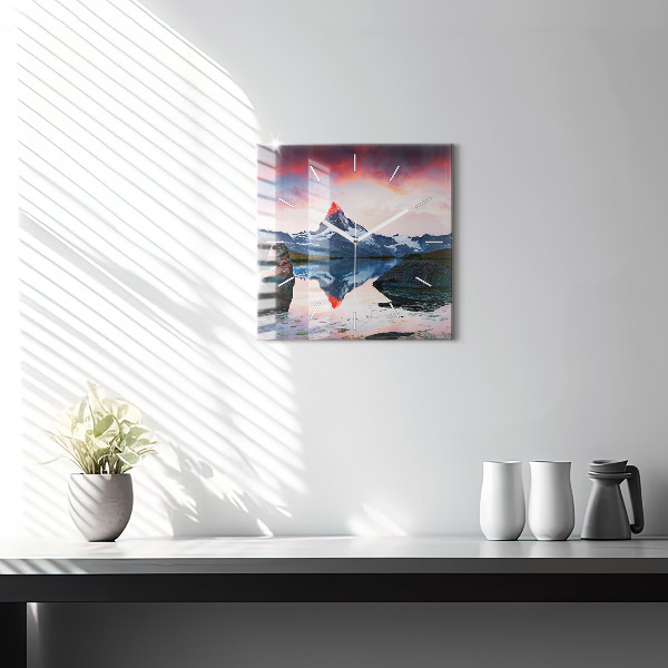 Štvorcové hodiny Jazero Stellisee Matterhorn