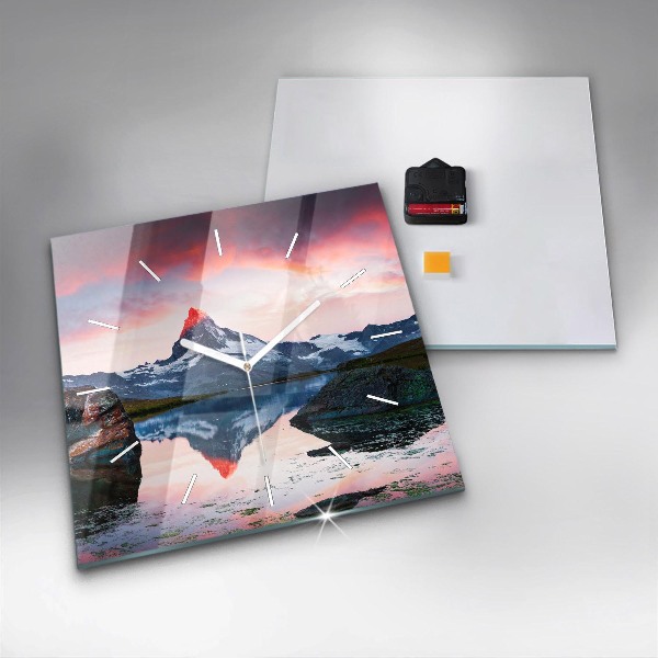 Štvorcové hodiny Jazero Stellisee Matterhorn