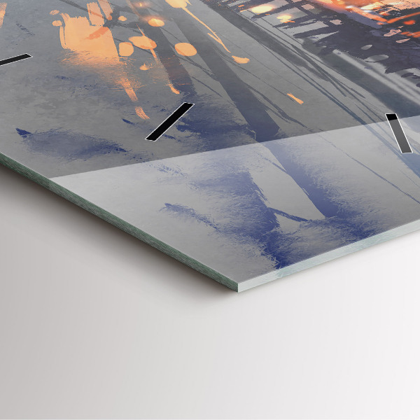 Štvorcové hodiny Zimná krajina stromov