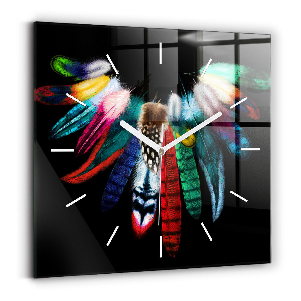 Štvorcové hodiny Farebné vtáčie perie