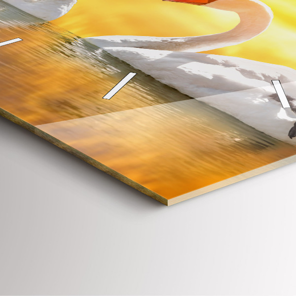 Štvorcové hodiny Zamilované labute