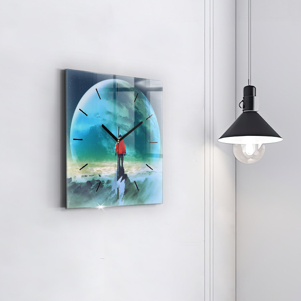 Štvorcové hodiny Muž na Mesiaci