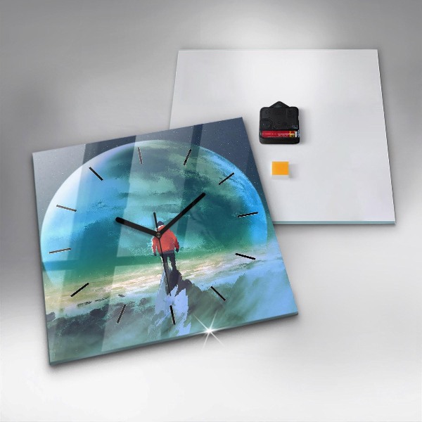 Štvorcové hodiny Muž na Mesiaci