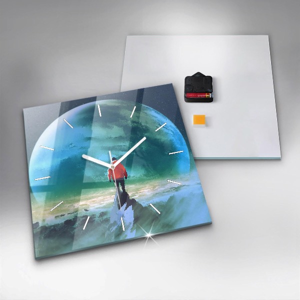 Štvorcové hodiny Muž na Mesiaci