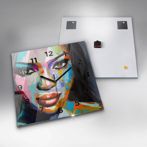 Štvorcové hodiny Farebná ženská tvár