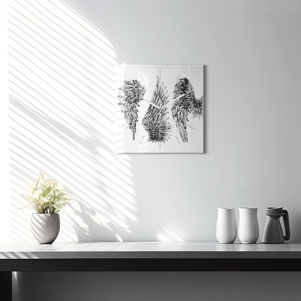 Štvorcové hodiny Anjelské krídla