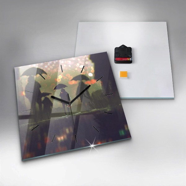 Štvorcové hodiny Ľudia s dáždnikmi