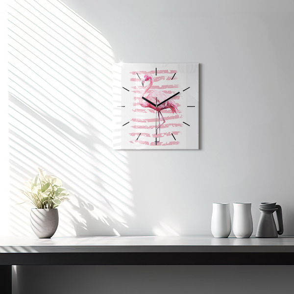 Štvorcové hodiny Grafika Flamingo