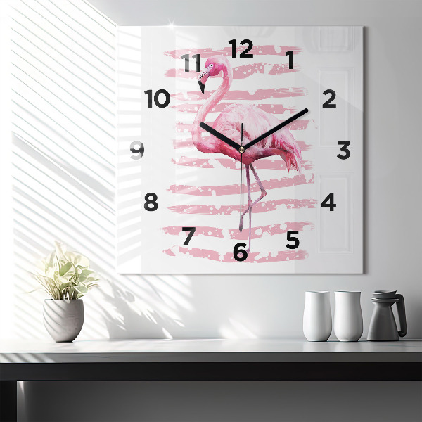 Štvorcové hodiny Grafika Flamingo
