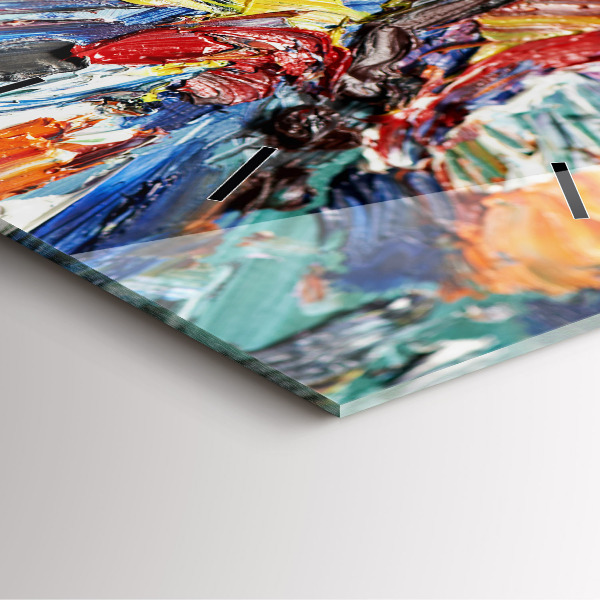 Štvorcové hodiny Fragment olejového umenia