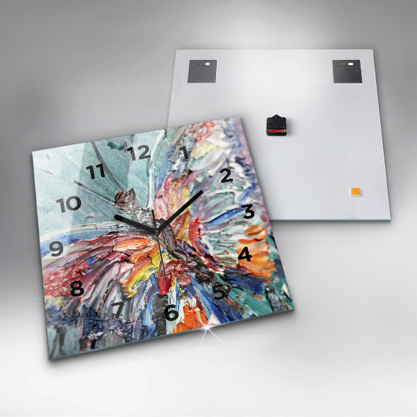 Štvorcové hodiny Fragment olejového umenia