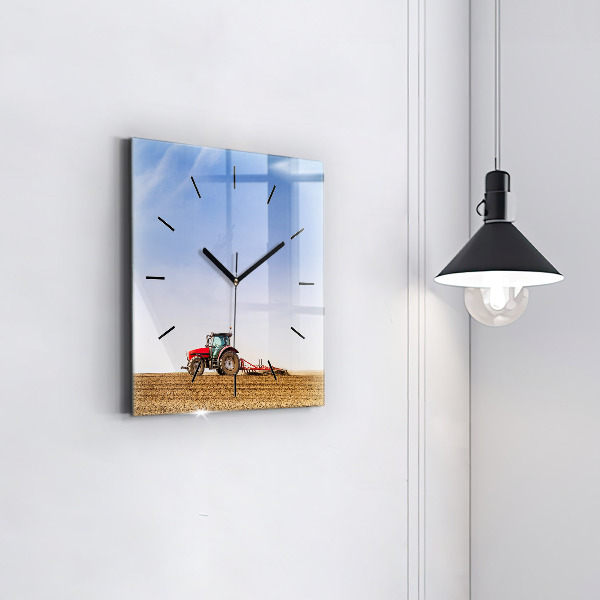 Štvorcové hodiny Farmár v traktore