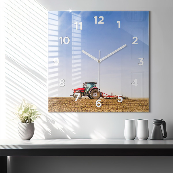 Štvorcové hodiny Farmár v traktore
