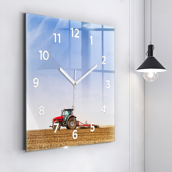 Štvorcové hodiny Farmár v traktore
