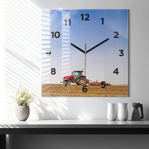Štvorcové hodiny Farmár v traktore