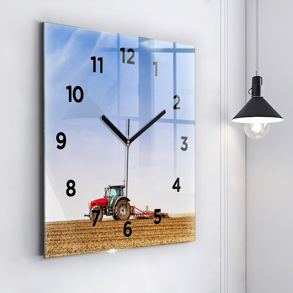 Štvorcové hodiny Farmár v traktore