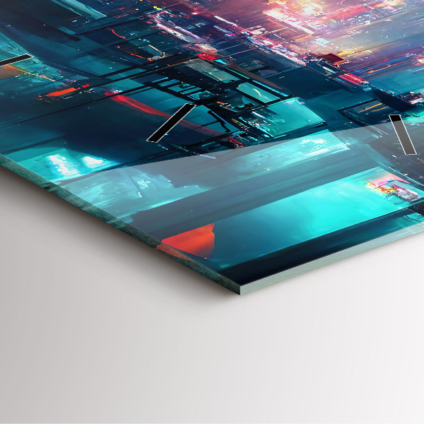 Štvorcové hodiny Mesto v kyberpunkovom štýle